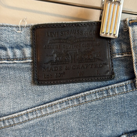 Levi’s 501 Selvedge LMC Patched Sky Jean Cutoff Shorts SZ 28 - Picture 5 of 6